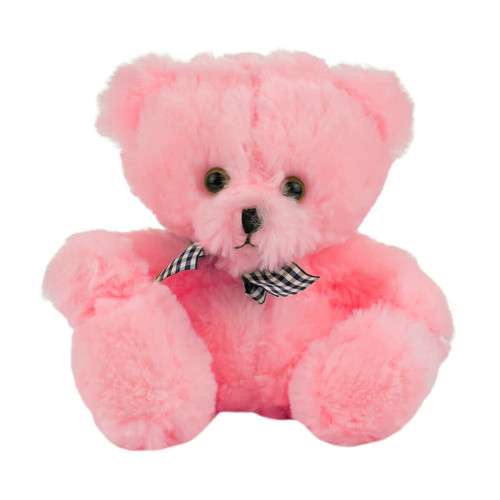 Urso Laço Sentado Rosa 18cm