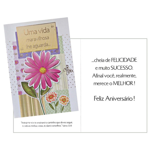 Cartão M - Aniversário Flor