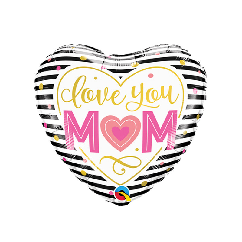 Mini Balão Coração Love You Mom 9"