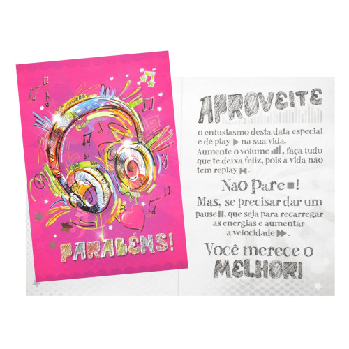 Cartão M - Parabéns Pink